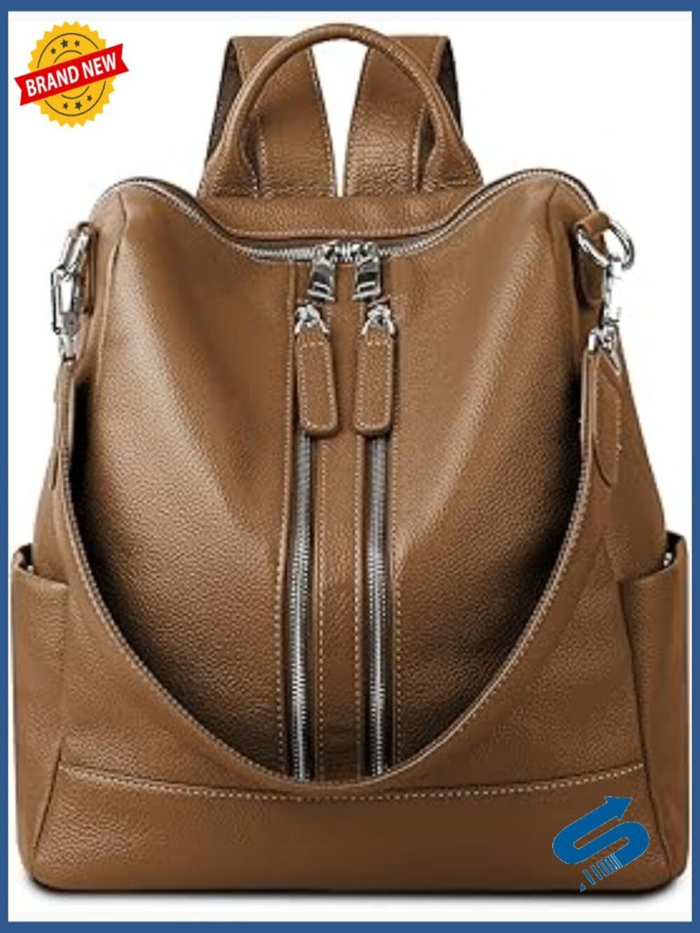 Genuine Leather Convertible Backpack Purse Shoulder Bag Daypack